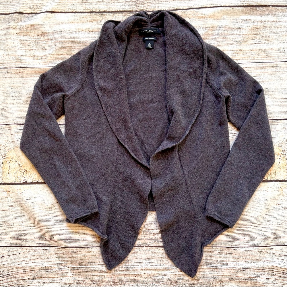 Banana Republic Grey Cashmere Open Front Cardigan Sweater Ladies Sz S